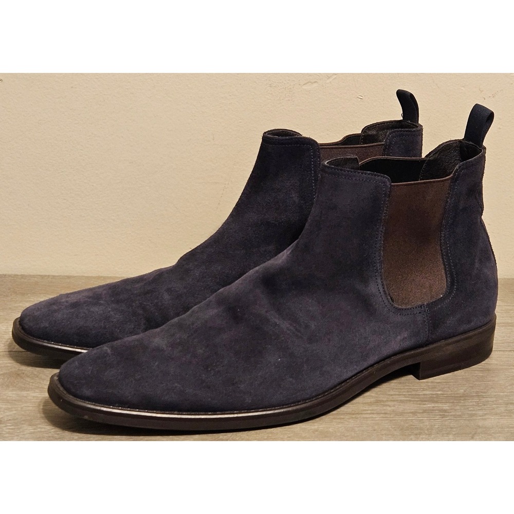 Donald J Pliner Mens Navy Blue Suede Chelsea Boots Made in Italy Size 14 M